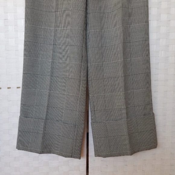 New Zara Plaid Wide leg Cuffed Pants - Picture 2 of 9